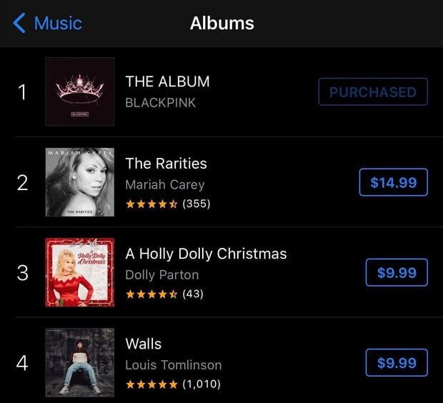 BLACKPINK album purchased on Apple iTunes starbiz.net