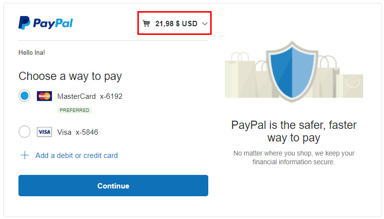 how do i pay with a combination of paypal and account credits delivered korea 2