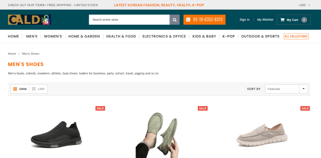 cald store korean mens shoes online shopping site