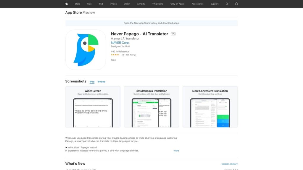 naver papago translator app store