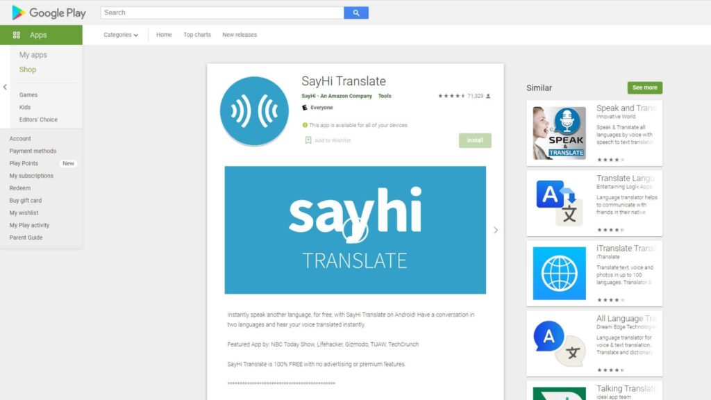 sayhi korean to english translator google play store