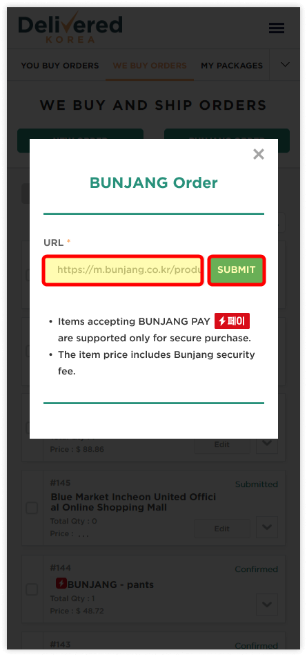 how to use bunjang with delivered korea step 2