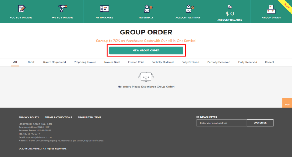 What is Group Order Service delivered korea